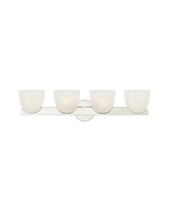 Carola 4-Light Bath Sconce Polished Nickel/White Glass
