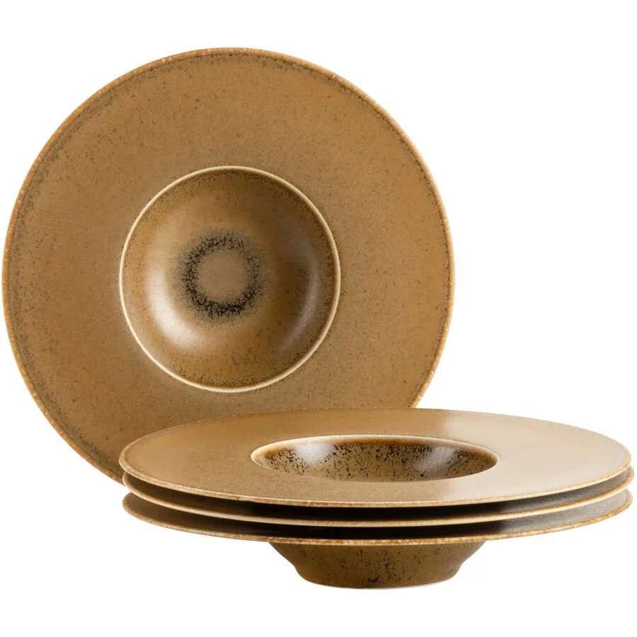MÄSER Speiseteller-Set 4-tlg. Grumpy Beige Porzellan 25 cm