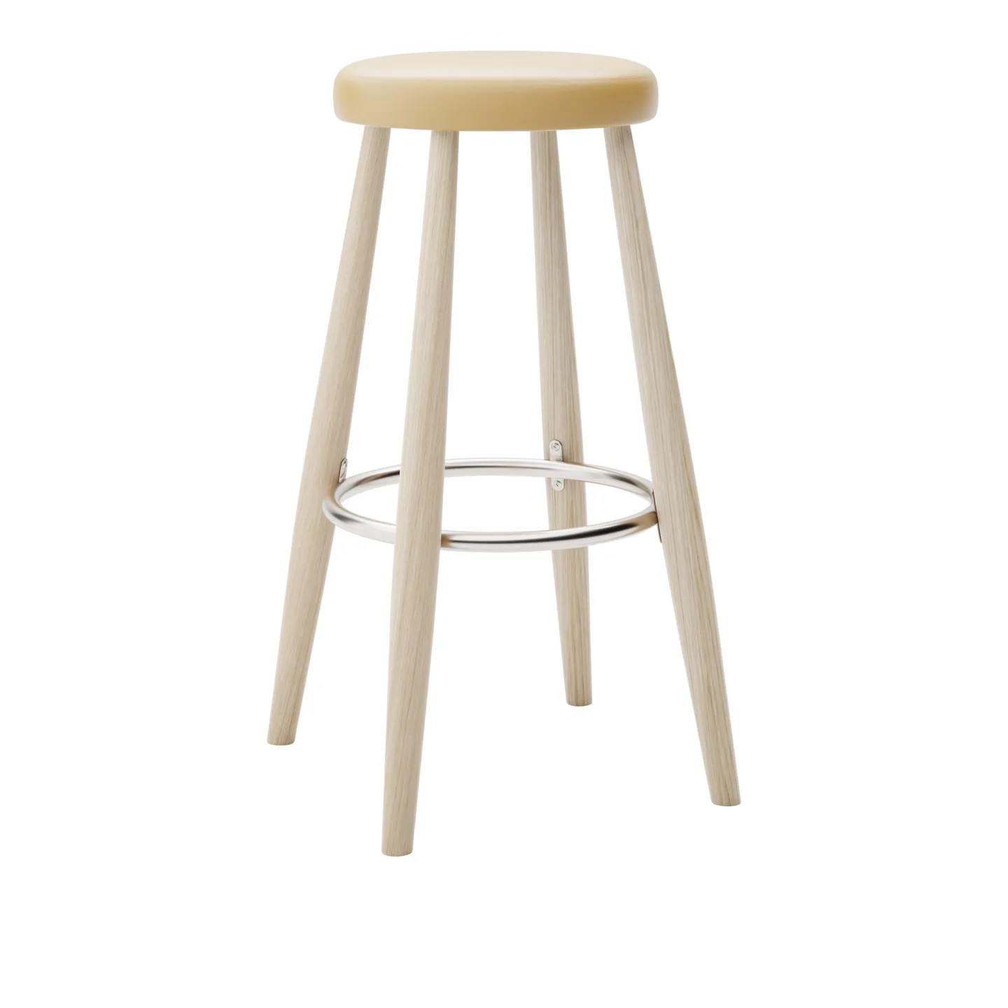 Carl Hansen - CH56 High Stool, Tvålad Ek, Lädergrupp B Thor - 325 - Barstolar - Hans J. Wegner - Träfärgad - Läder/Metall/Trä