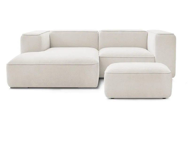 Ecksofa mit Hocker BOBOCHIC ZEPHYR Stoff mit Textur weiss