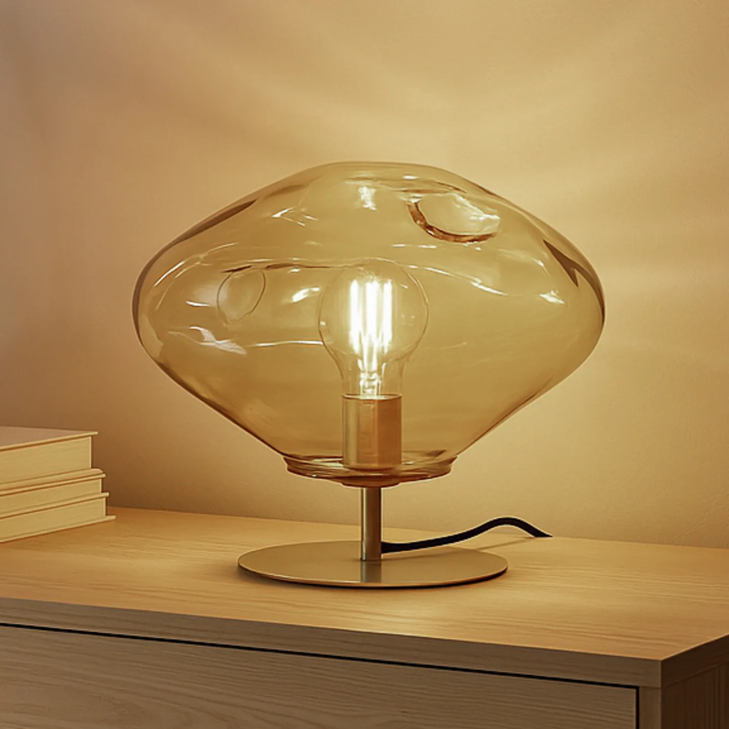 Lelia Tischleuchte Ø35 Bernstein - Lindby - Esszimmer - Design - Glas - Einflammig