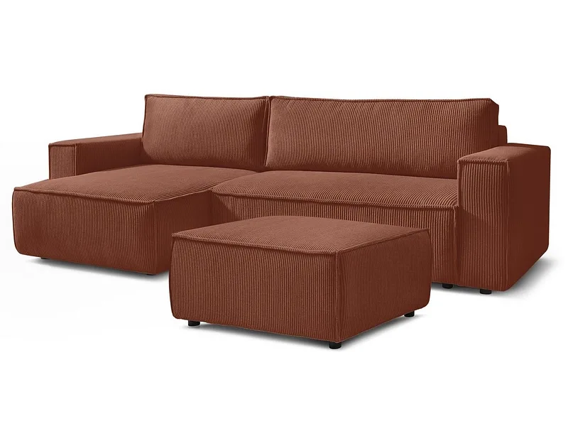 Ecksofa mit Hocker BOBOCHIC NIHAD Cord-Stoff orange