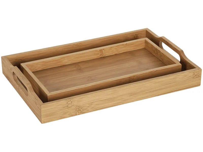 Set aus 2 Serviertabletts YAN natürliches holz