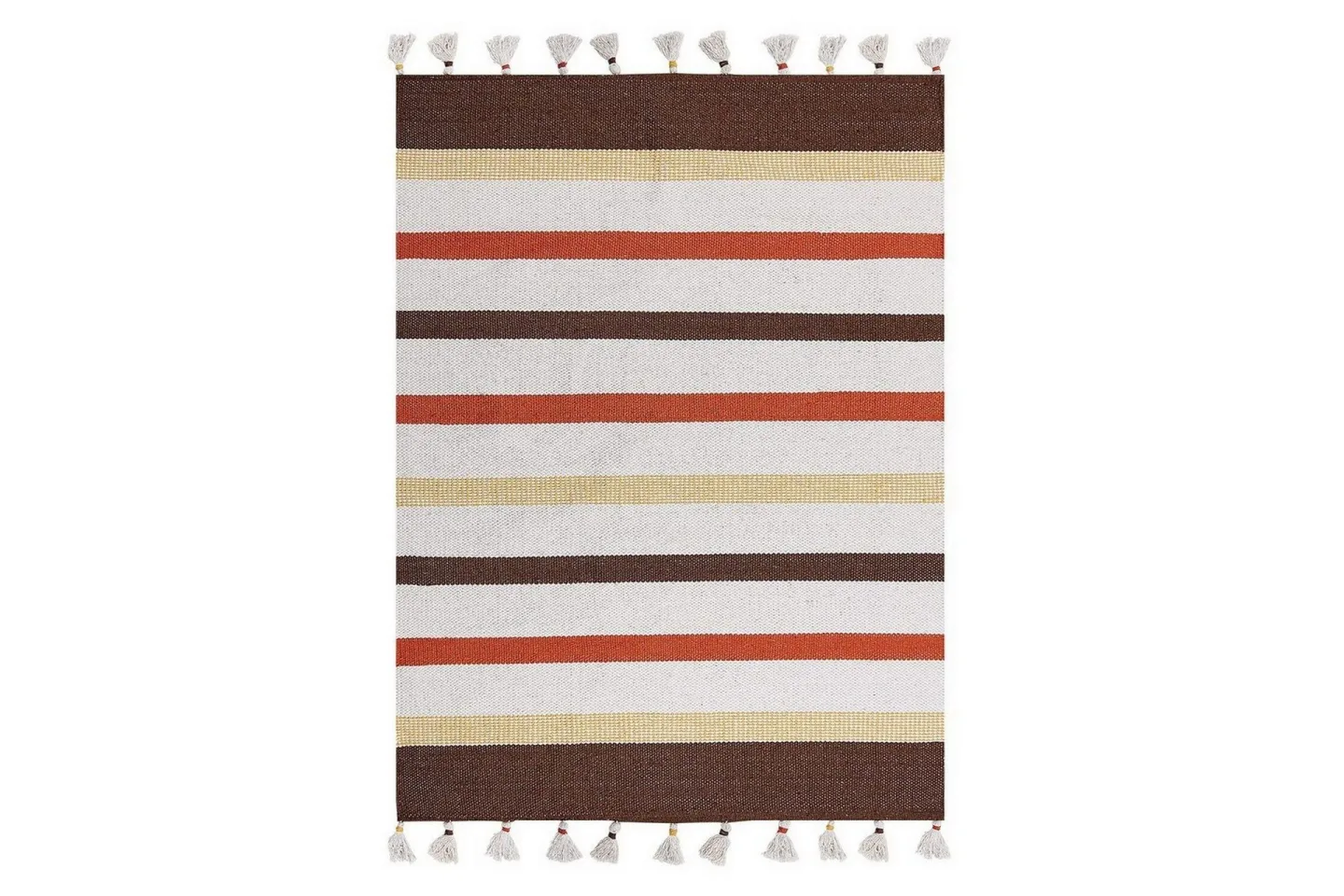 Plattvävd Hisarli - Brun, gul, orange, beige, 140x200 cm