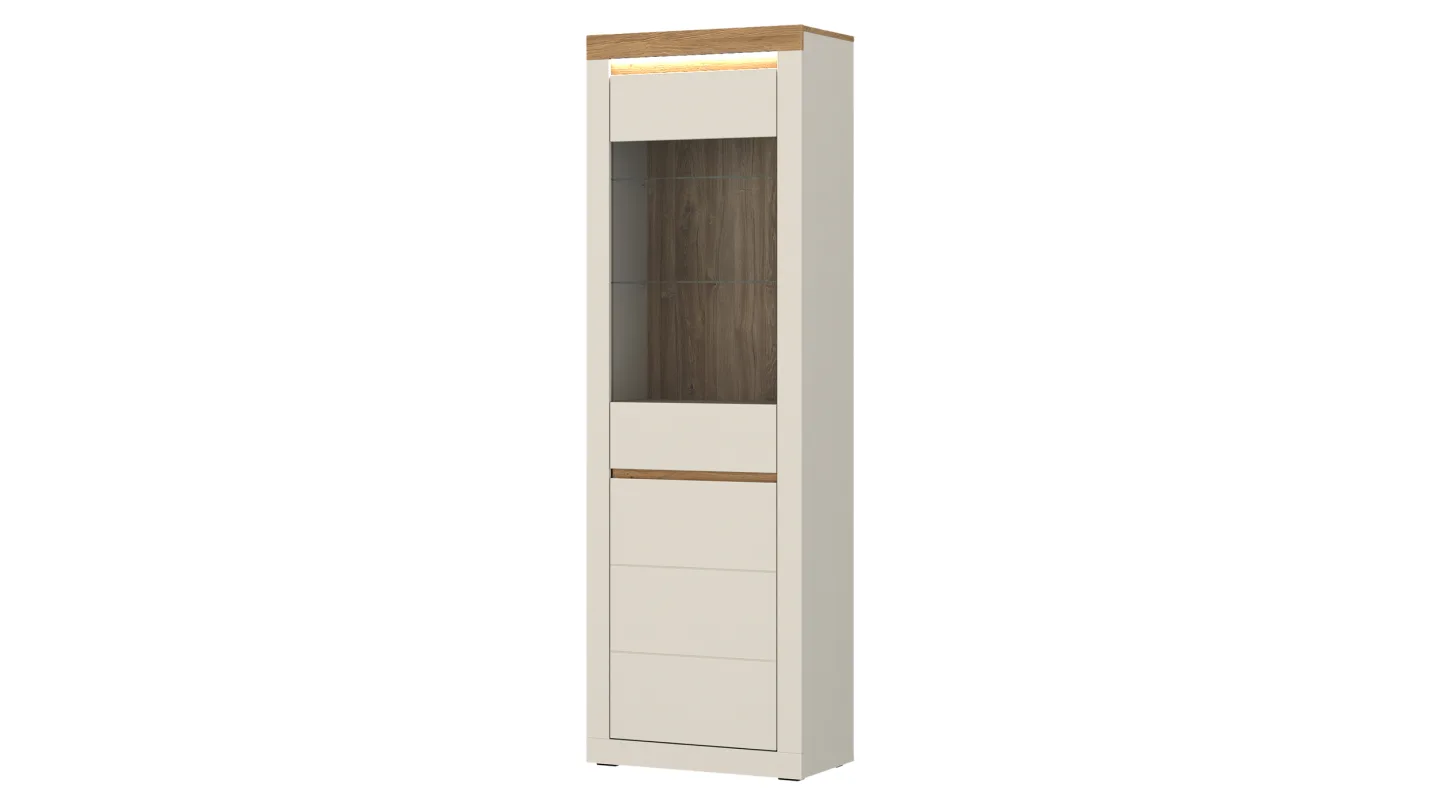 Vitrine mit Beleuchtung Beige-Kaschmir - Eiche - 64 cm - NAXXAR