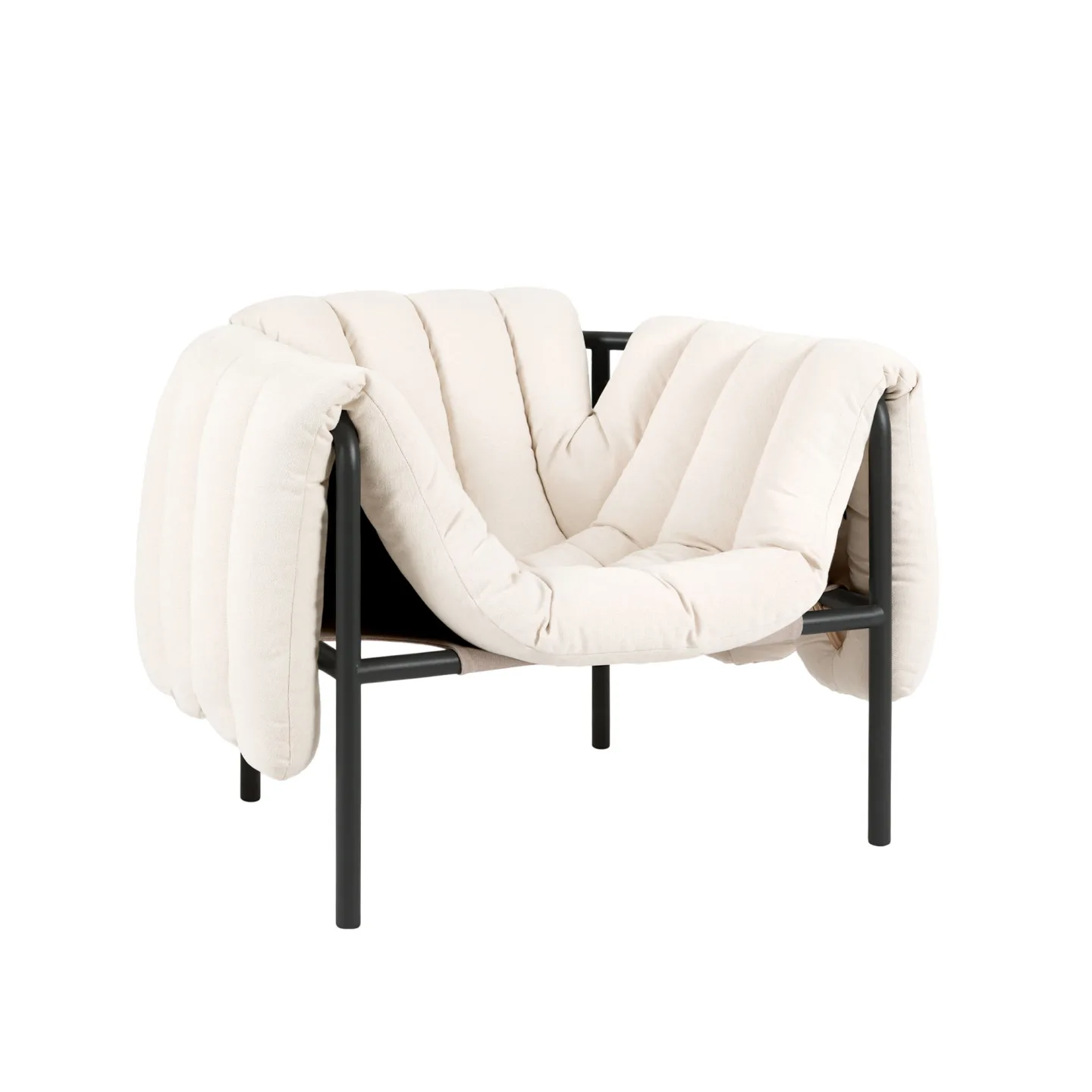 HEM - Puffy Lounge Chair - Natural/Black Grey - Fåtöljer - Faye Toogood - Beige,Svart - Bomull/Naturmaterial/Metall/Skum/Plast