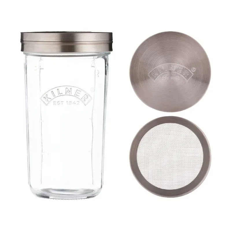 Kilner Kilner Sichtglas-Set Klar-Edelstahl, 0,5 l