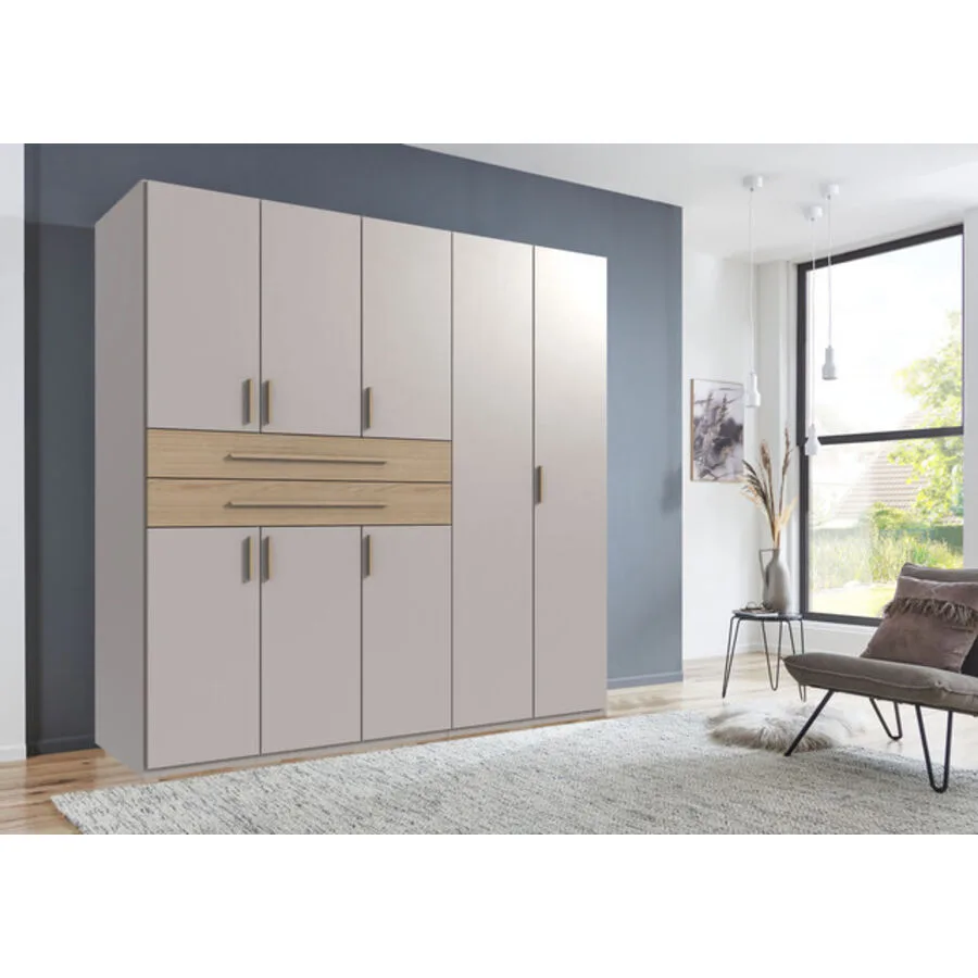 Kleiderschrank Stride Kaschmir, Abs. Dorena-Eiche-Nachbildung - Griffe Dorena-oak-NB Mischholz B 225 cm