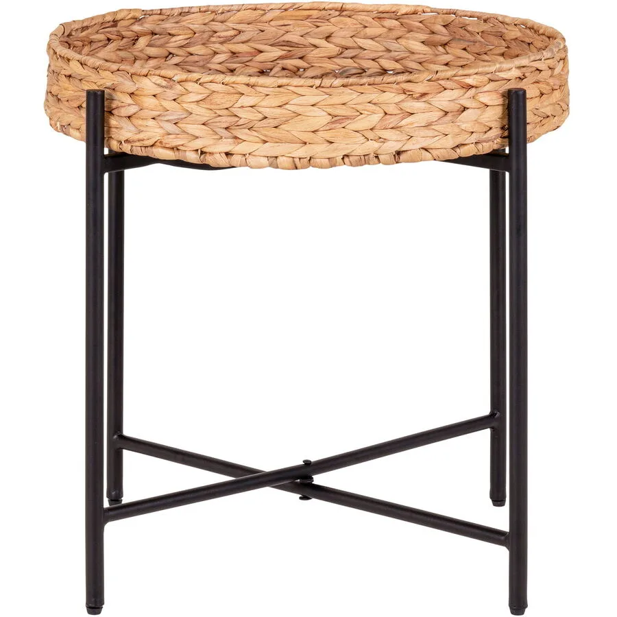 Beistelltisch Gavion natur/schwarz Wasserhyazinthe, Metall B 50 cm H 48.5 cm
