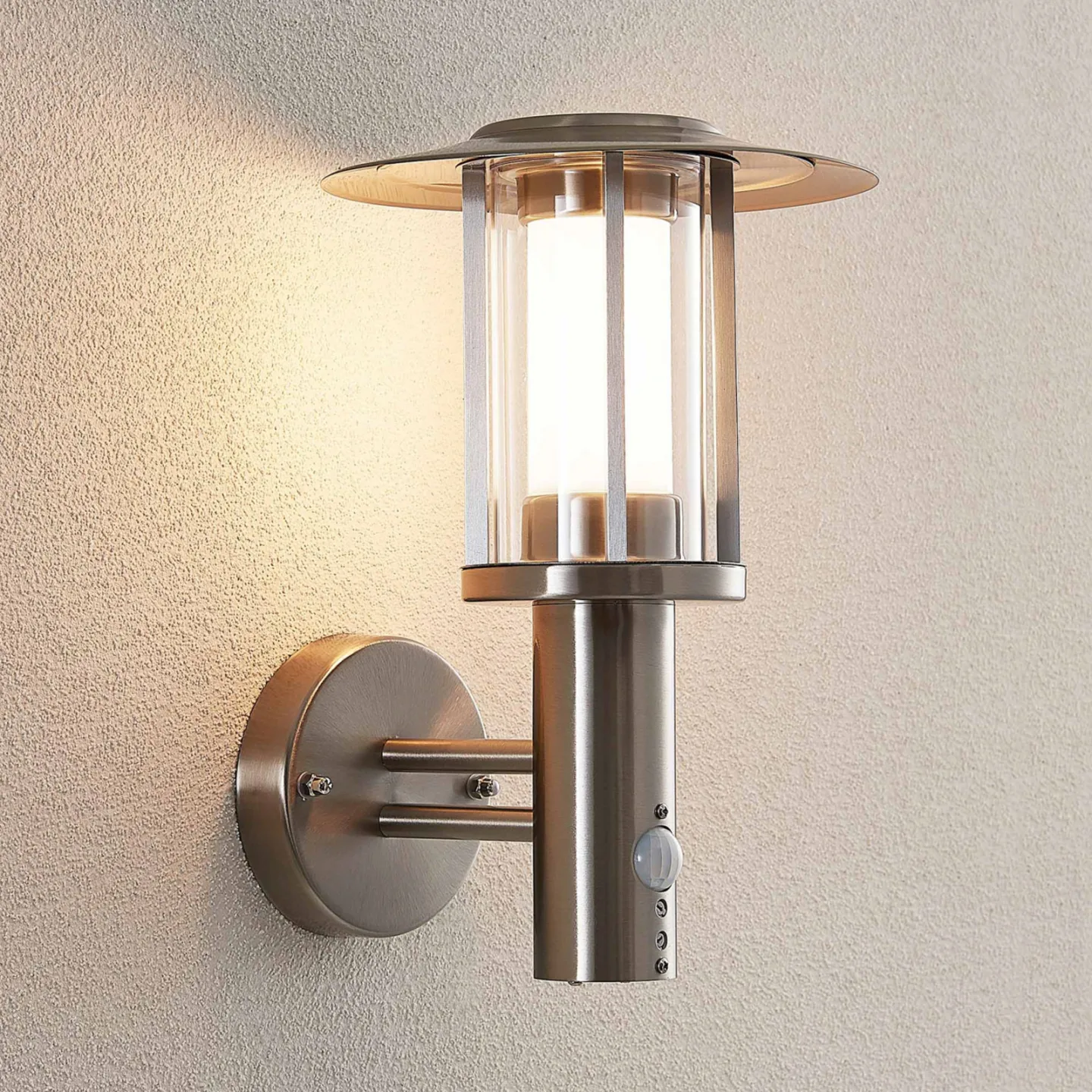 Gregory Außen Wandleuchte w/Sensor - Lindby - Balkon - Modern - Edelstahl - Einflammig
