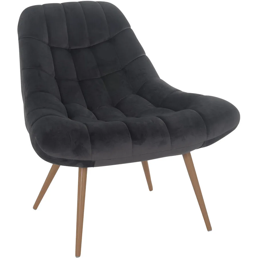Sessel Bruce Grau, Beige Samt, Metall B 76 cm T 85.6 cm H 85.6 cm