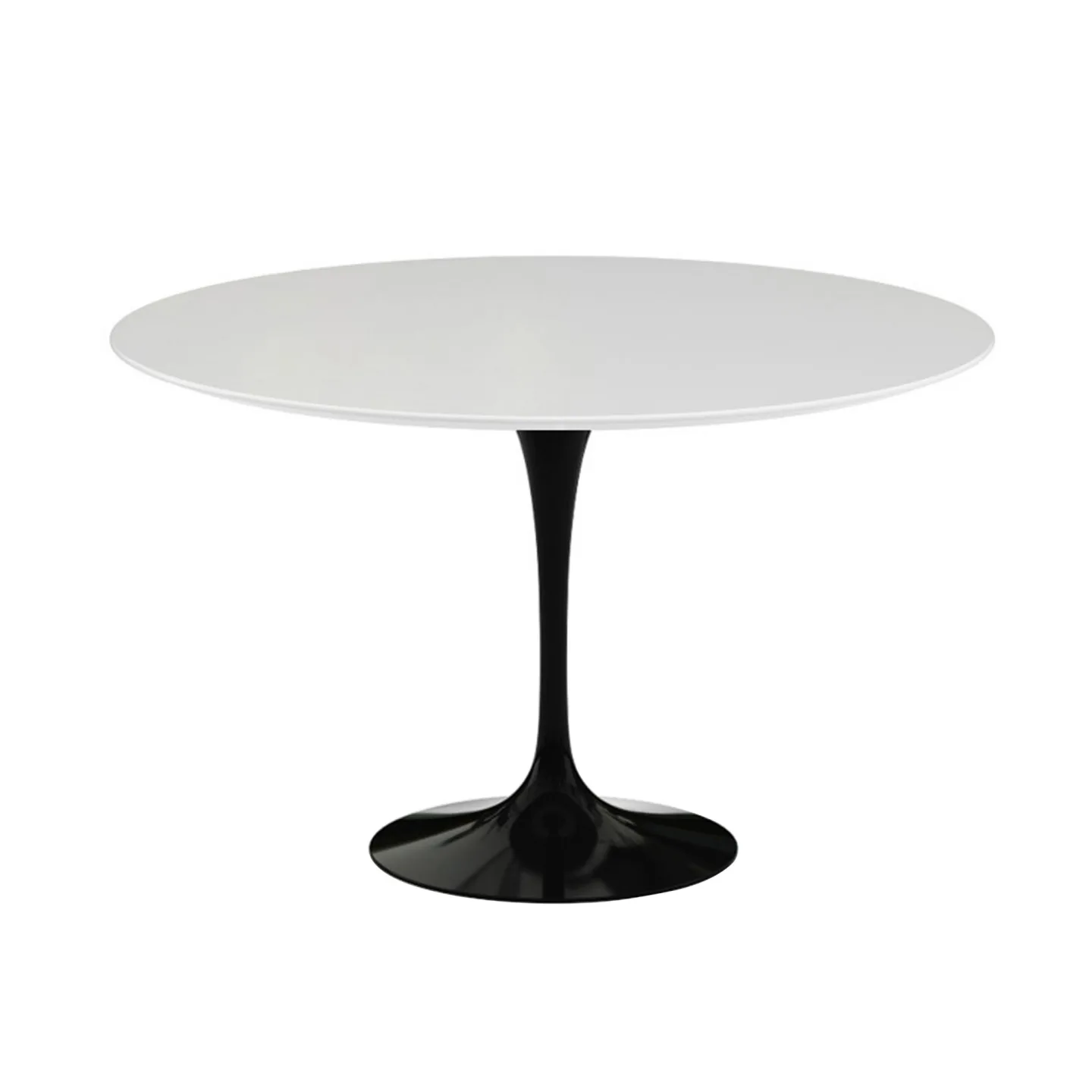 Knoll - Saarinen Round Table For Outdoor, Rund, Ø 120 cm, Svart underrede - Matbord utomhus - Eero Saarinen - Vit - Metall/Sten