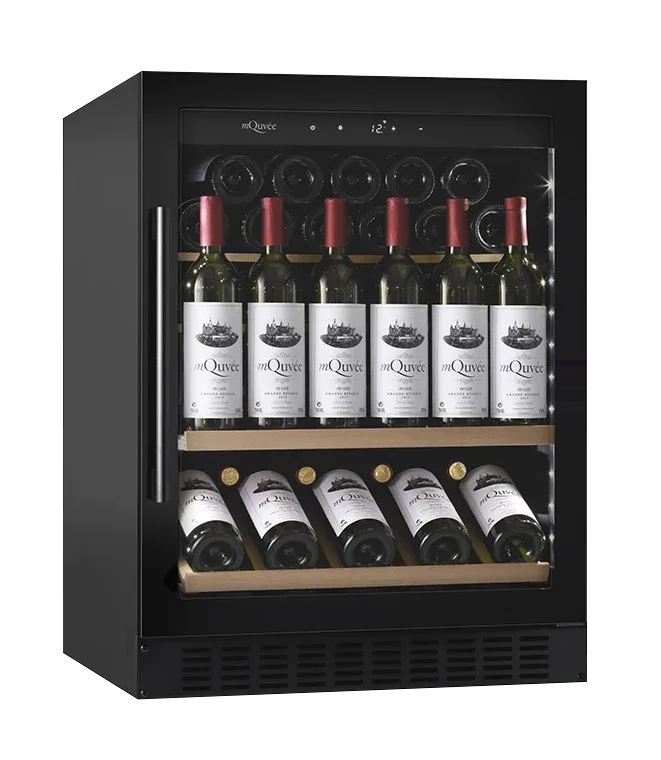 Weinkühlschrank einbau 60 cm - mQuvée WineCave 700 60S Anthracite Black, Schwarz, Leise, 700 mm hohe Tür