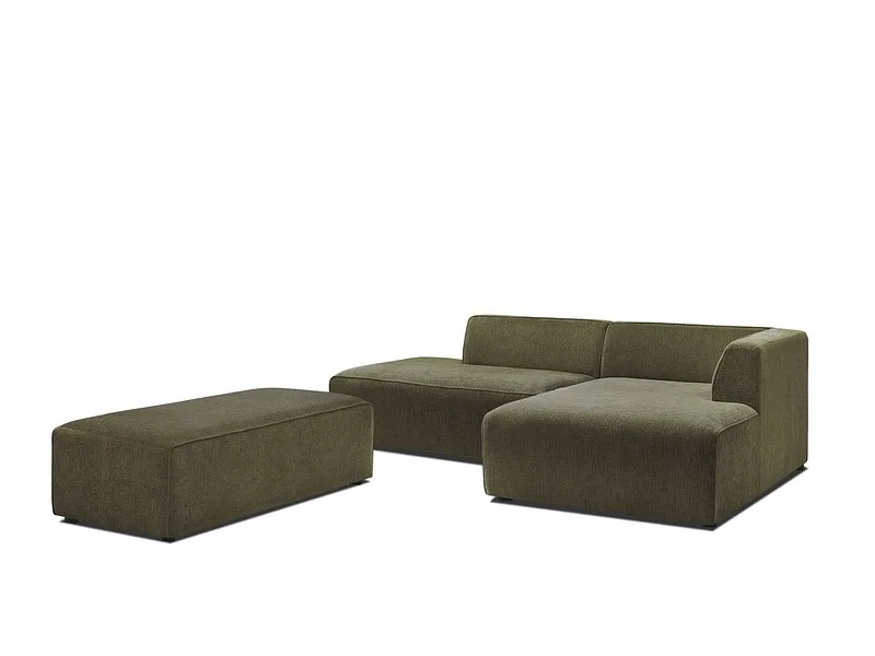 Sofa mit Hocker BOBOCHIC MEGEVE Stoff mit Textur grün