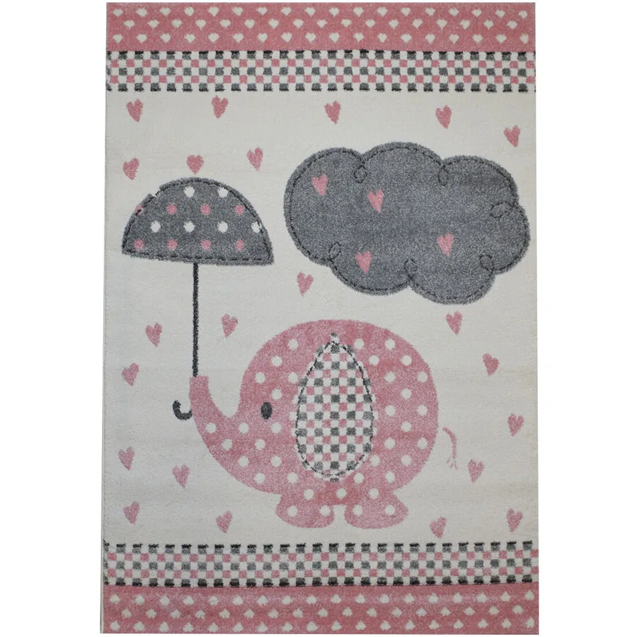 Kinderteppich Kids Pink, Grau, Weiss Anderes Muster Polypropylen 120 x 170 cm
