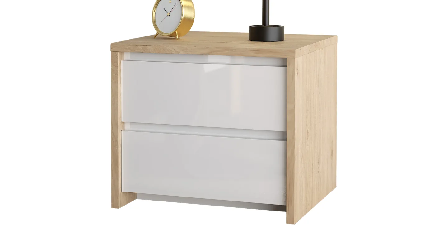 Nachttisch weiß hochglanz - Jackson Hickory 52 cm x 48 cm - NEXT