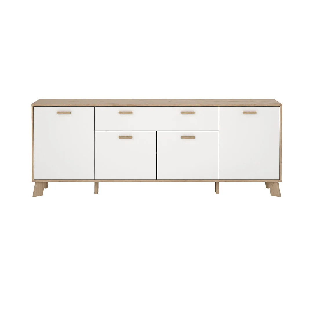 Ikast Sideboard 4 Türen, 1 Schublade Eichen-Dekor, weiß.