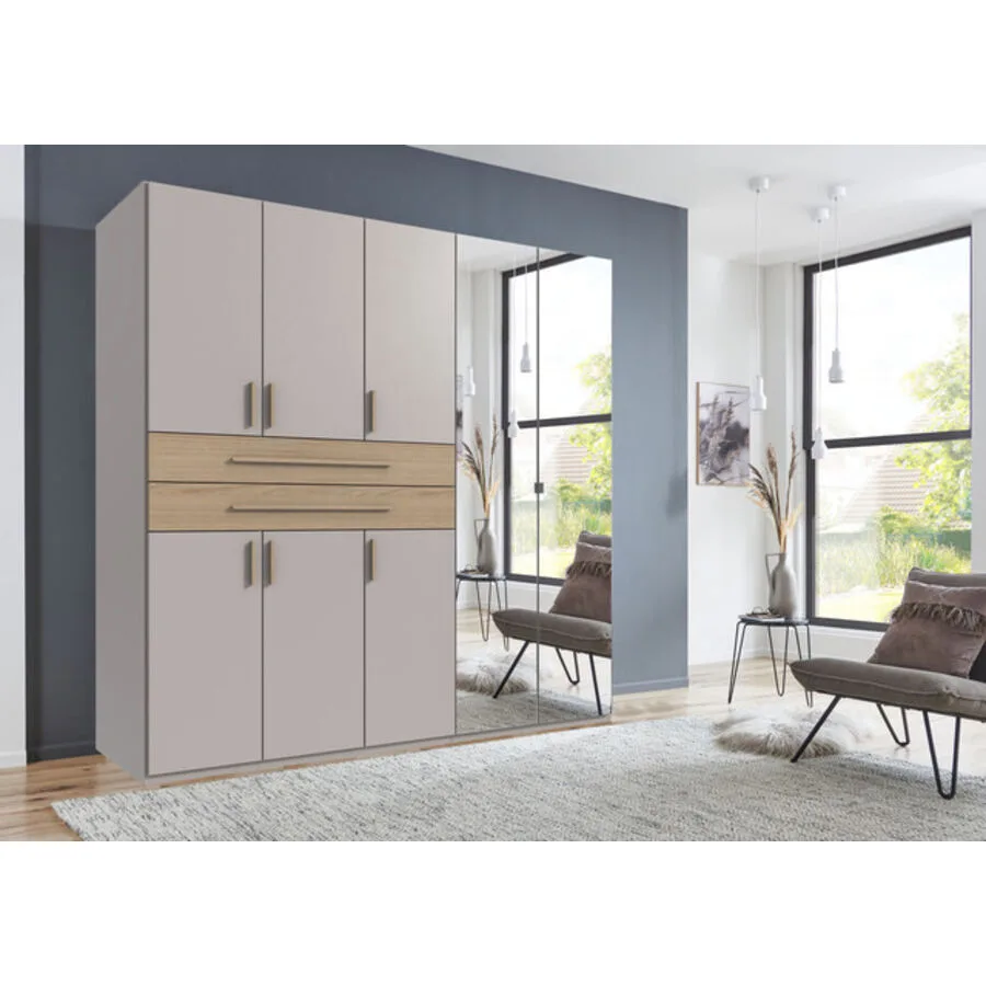 Kleiderschrank Stride Kaschmir, Abs. Dorena-Eiche-Nachbildung - Griffe Dorena-oak-NB Mischholz B 225 cm