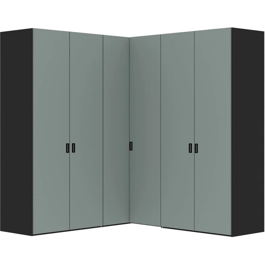 Kleiderschrank Arena Drehtüren Novaschwarz/Salbeigrün Holzwerkstoff B 211 cm - Schweizer Möbelhersteller