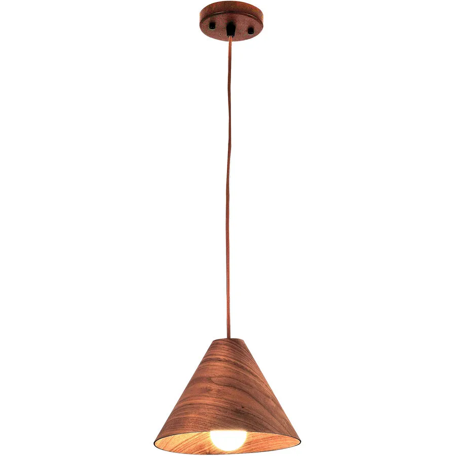 Pendellampe Pireva Braun Holz/Metall 18 cm Höhenverstellbar (manuell) - Farbe: nussbaum