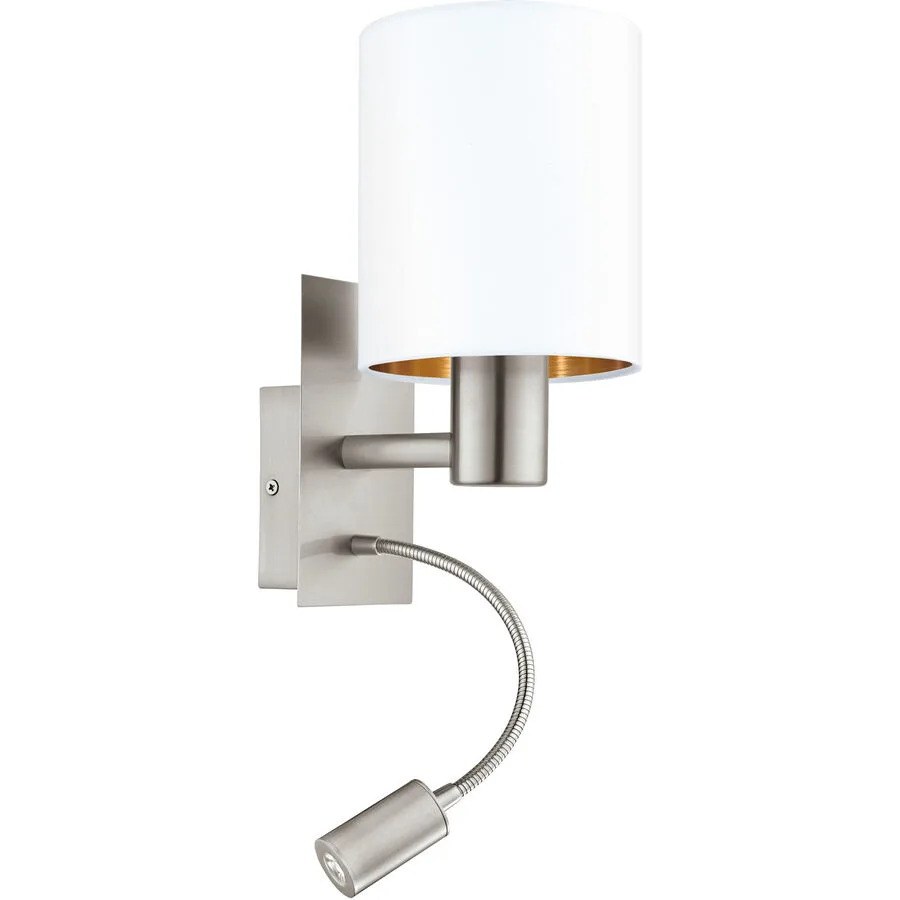 Wandlampe Pasteri Kupfer/Weiss Stahl/Stoff 38 cm - Farbe: Weiss/Kupfer - LED - Lichtfarbe: Warmweiss