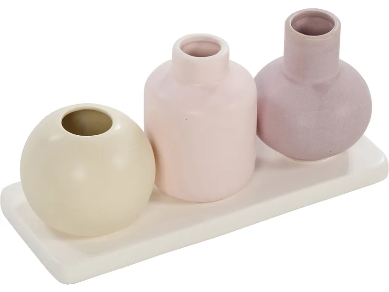 Set 3 Vasen LOUANA 25.3x9.8x12cm rosa
