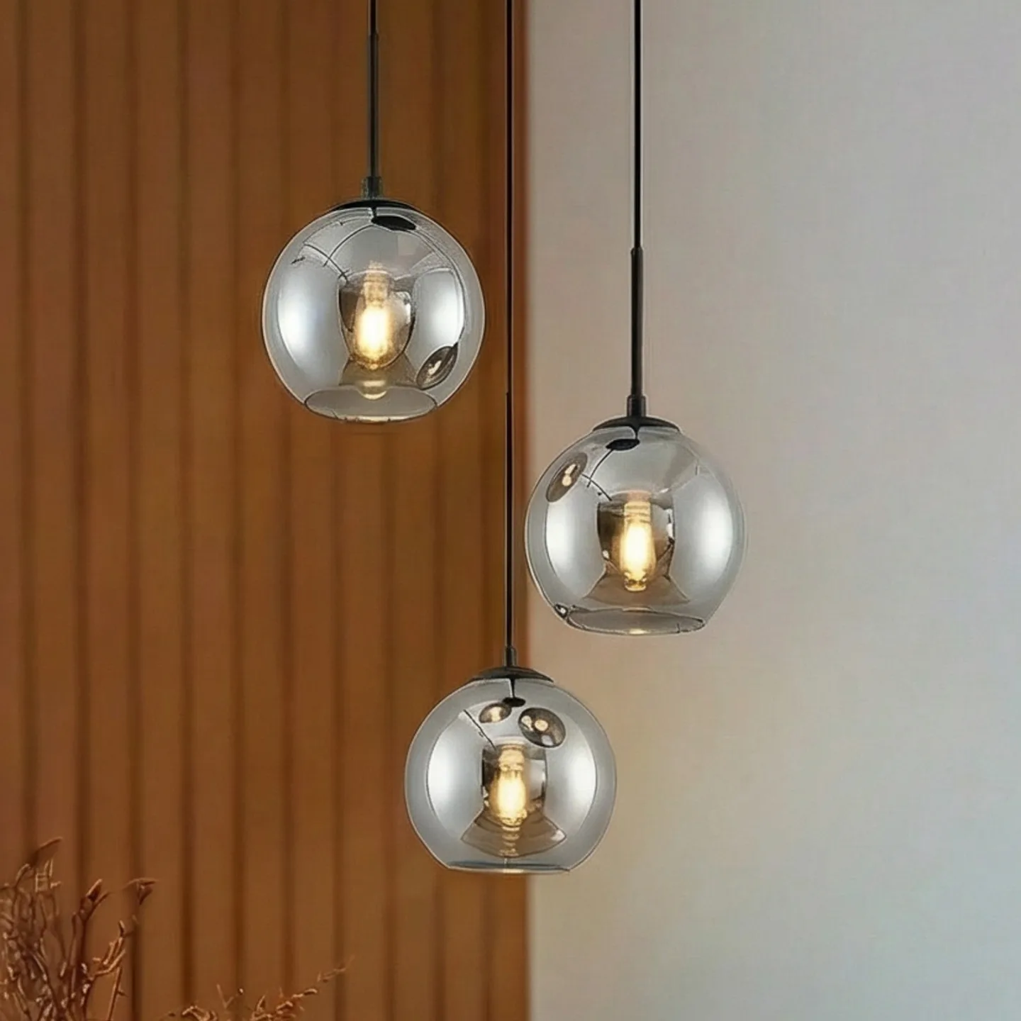Jurian 3 Round Pendelleuchte Black/Smoke - Lindby - Wohnzimmer - Modern - Glas - Mehrflammig