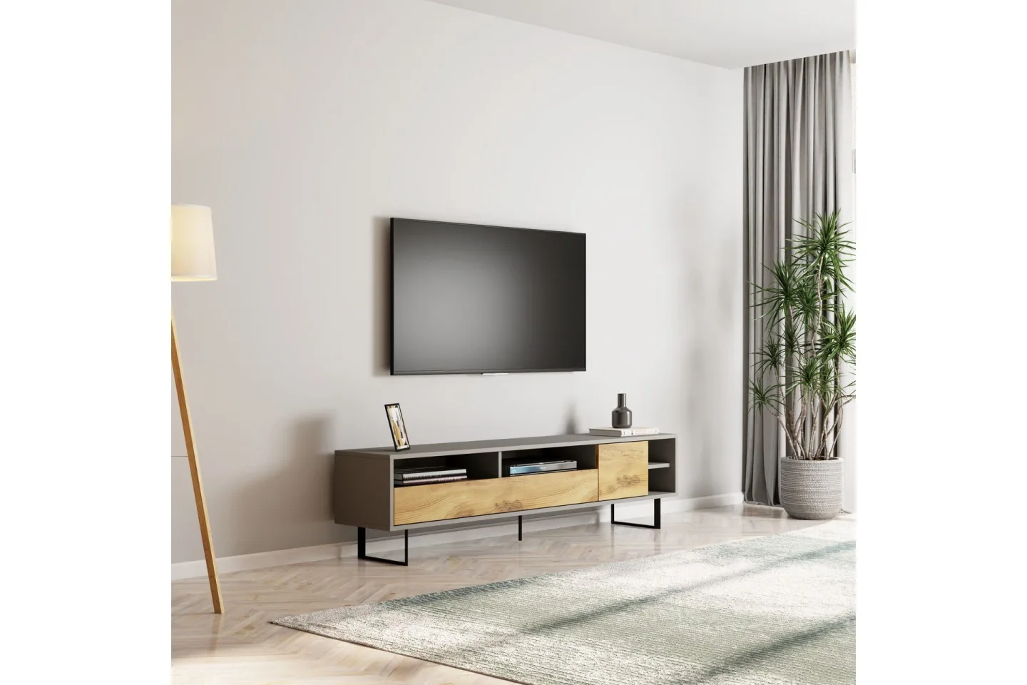 Gazali Tv-bänk 180 cm - Grå/Ek