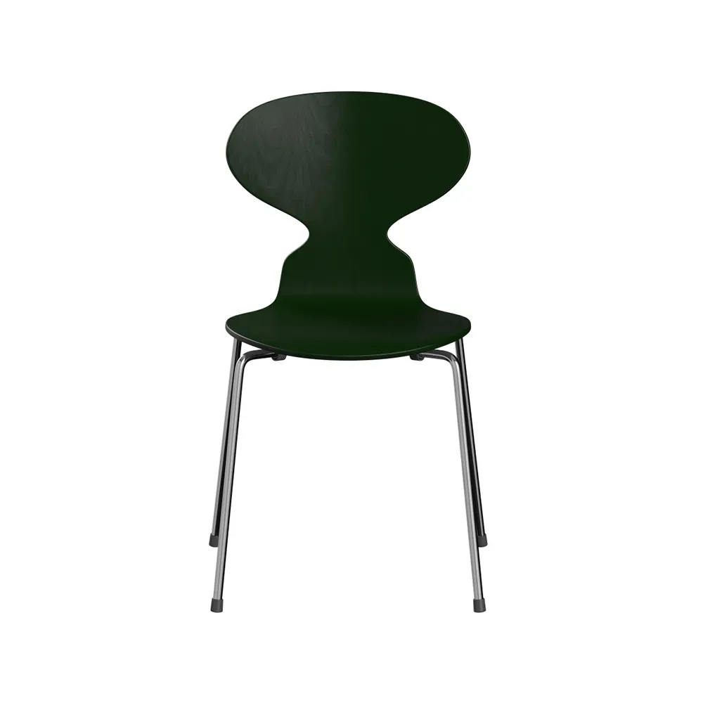 Fritz Hansen Myran 3101 stol evergreen, målad ask, kromat stålstativ