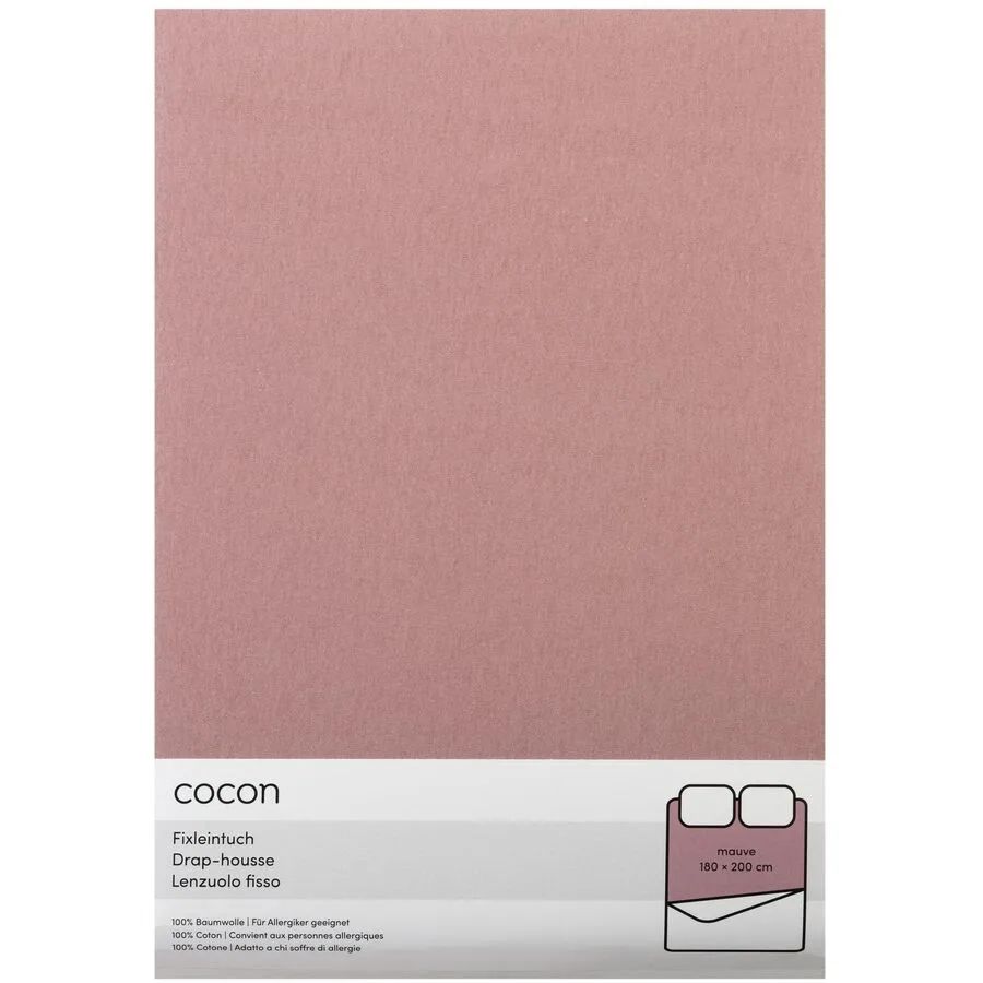 Fixleintuch COCON Mauve Baumwolle 180 x 200 cm - Material: Jersey