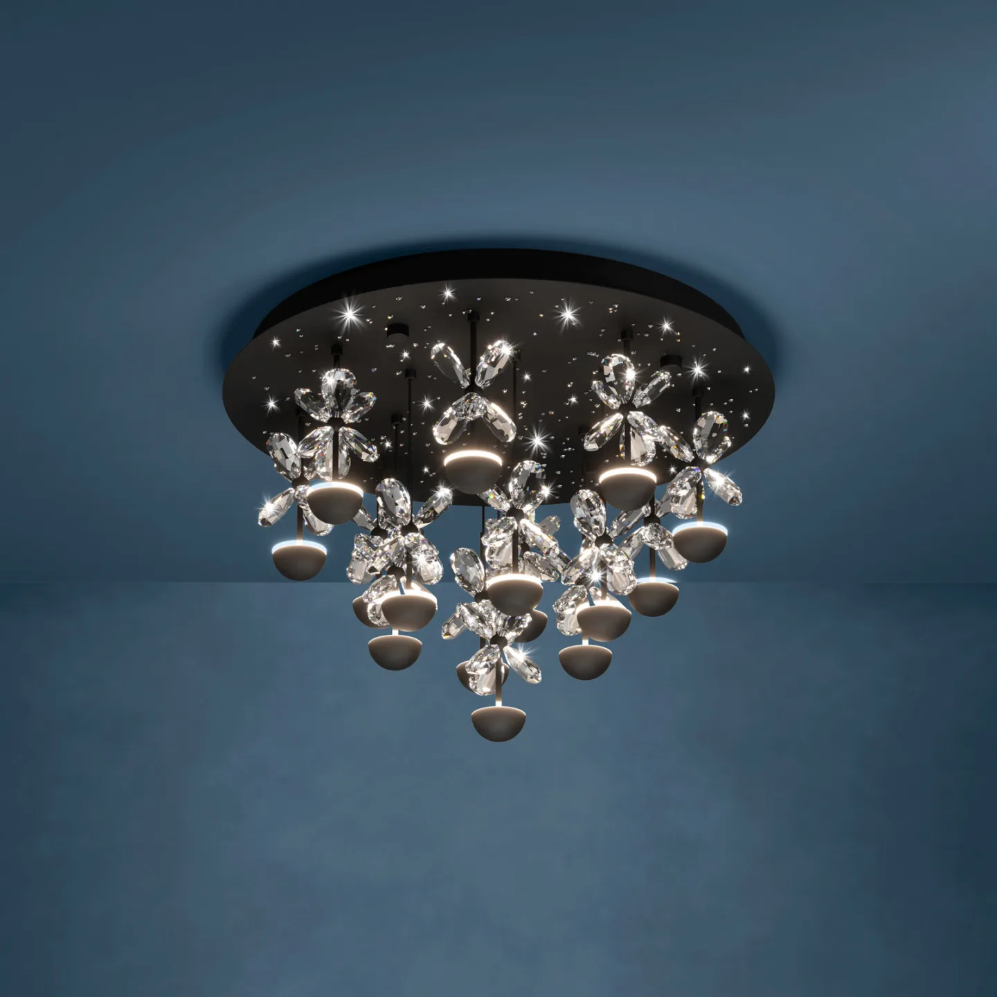 Pianopoli LED-Deckenlampe schwarz 50cm - EGLO Stars Of Light - Wohnzimmer - Design - Metall - Rund