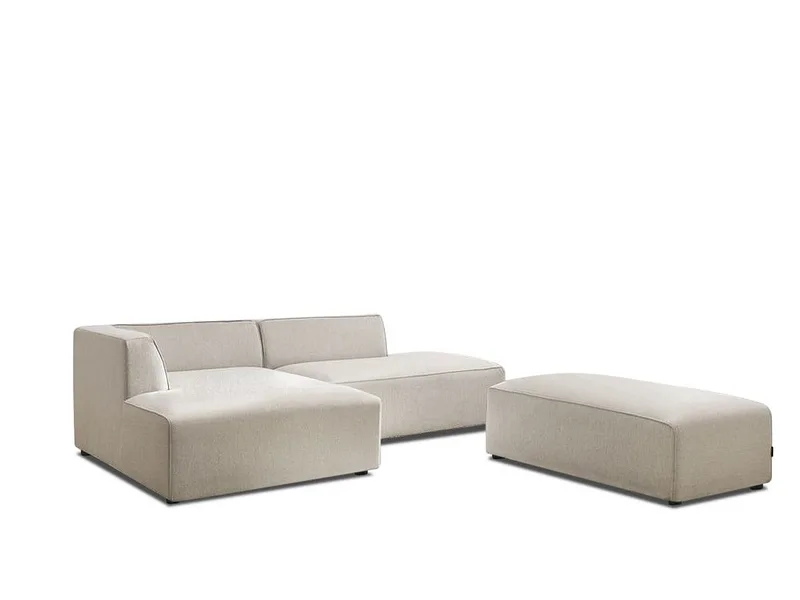 Ecksofa mit Hocker BOBOCHIC MEGEVE Stoff chiniert beige