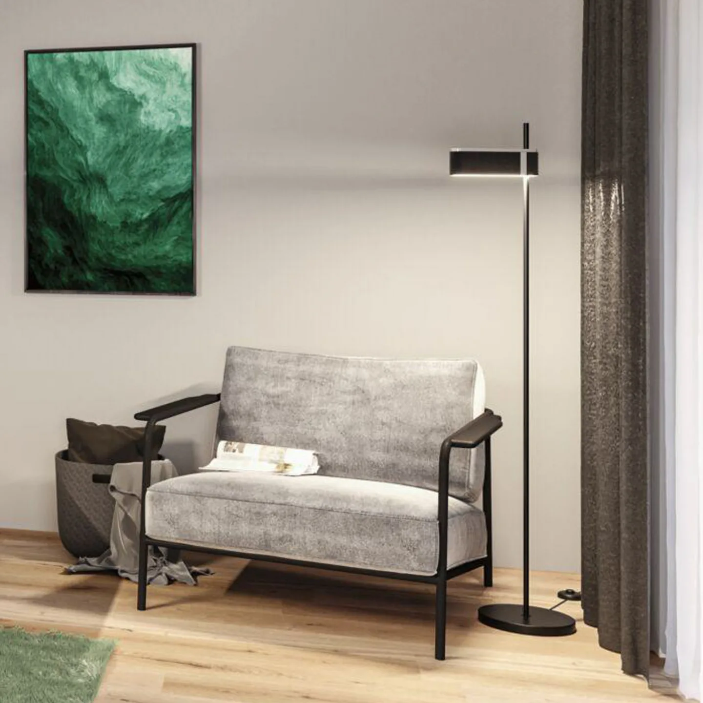 Jagun LED Gulvlampe 3-Step-Dim Antracit - Paulmann - Stue - Moderne - Stof / tekstil - Med én lyskilde