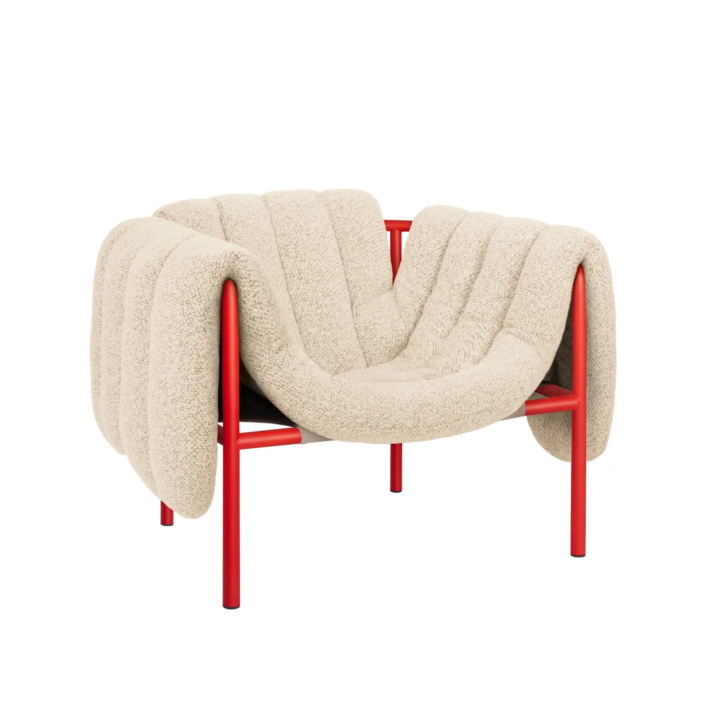 HEM - Puffy Lounge Chair - Eggshell/Traffic Red - Fåtöljer - Faye Toogood - Röd,Beige - Bomull/Naturmaterial/Metall/Syntetiskt/Skum/Plast