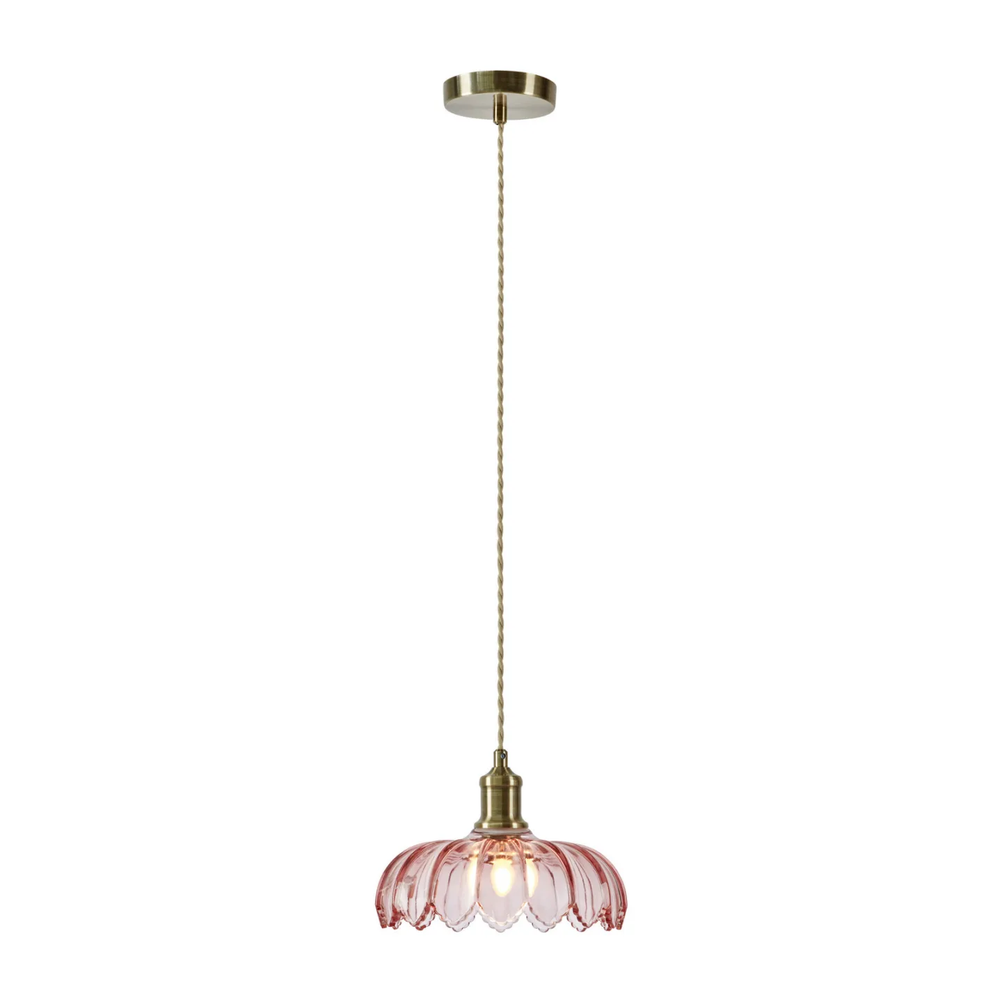 Kurage hengelampe, gammel messing/rosa, glass, Ø 26 cm, E27 - Markslöjd - Kjøkken - Med skjerm