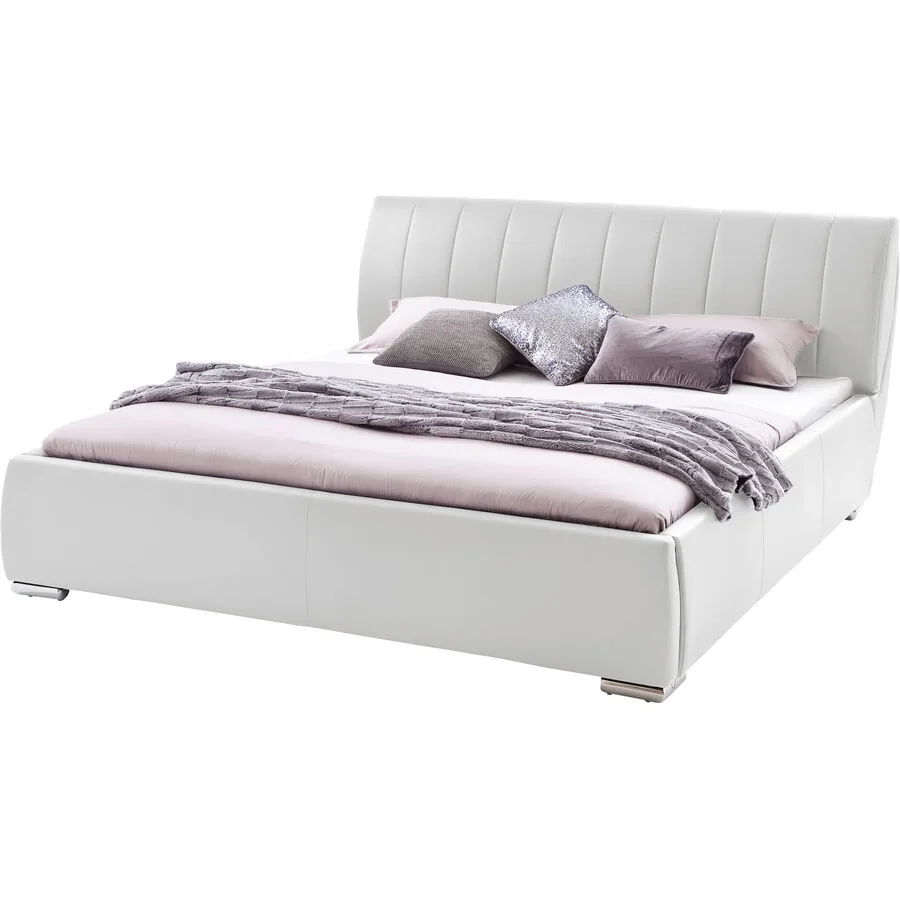 Bett Camillo Weiss Kunstleder 180 x 200 cm
