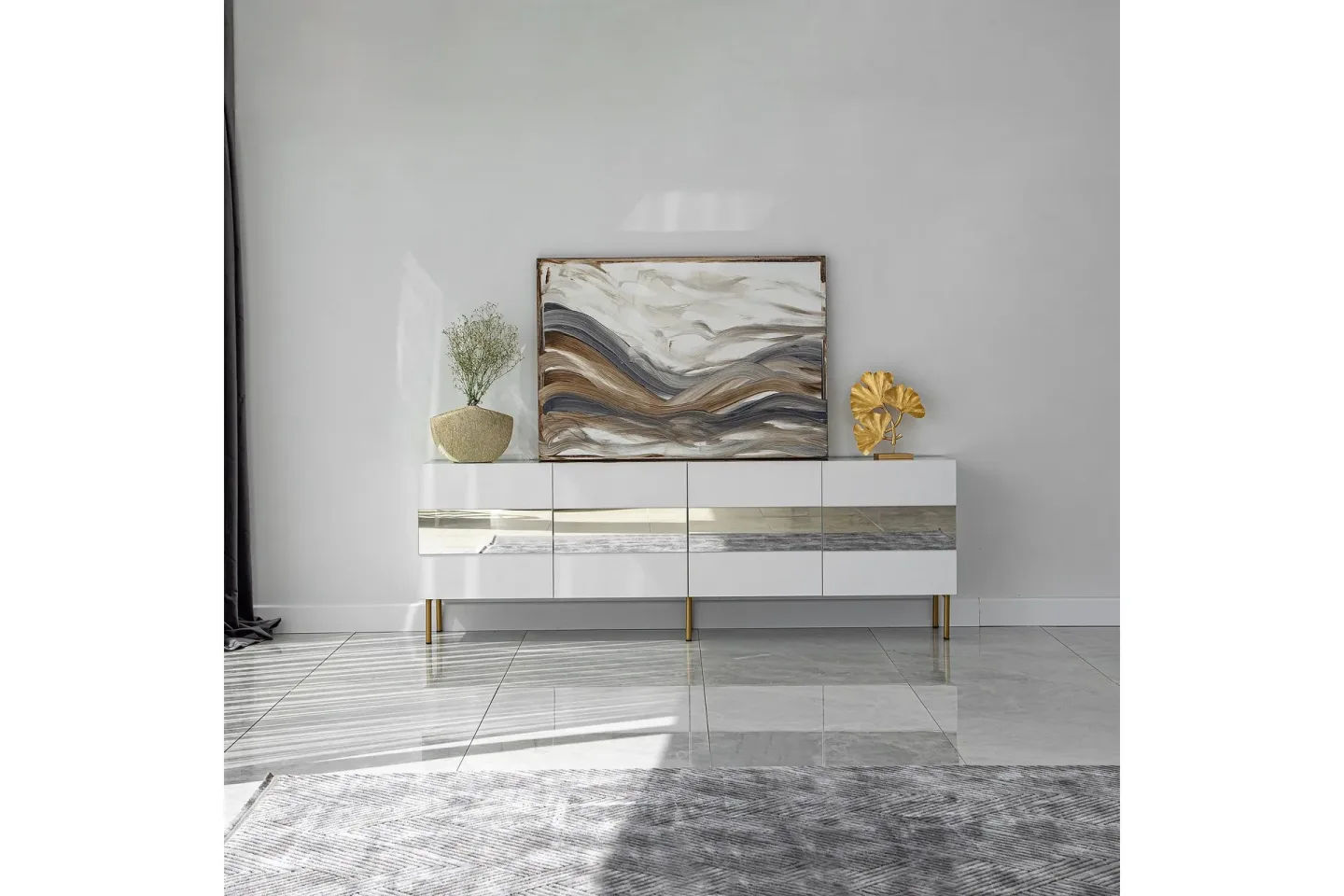 Arioch Tv-bänk 180 cm - Guld