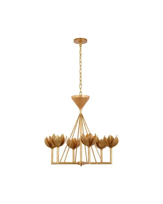 Alberto Small Low Ceiling Chandelier Antique Gold Leaf