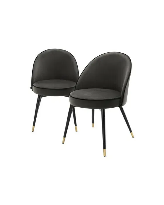 Cooper Dining Chair Dark Grey Velvet Set of 2