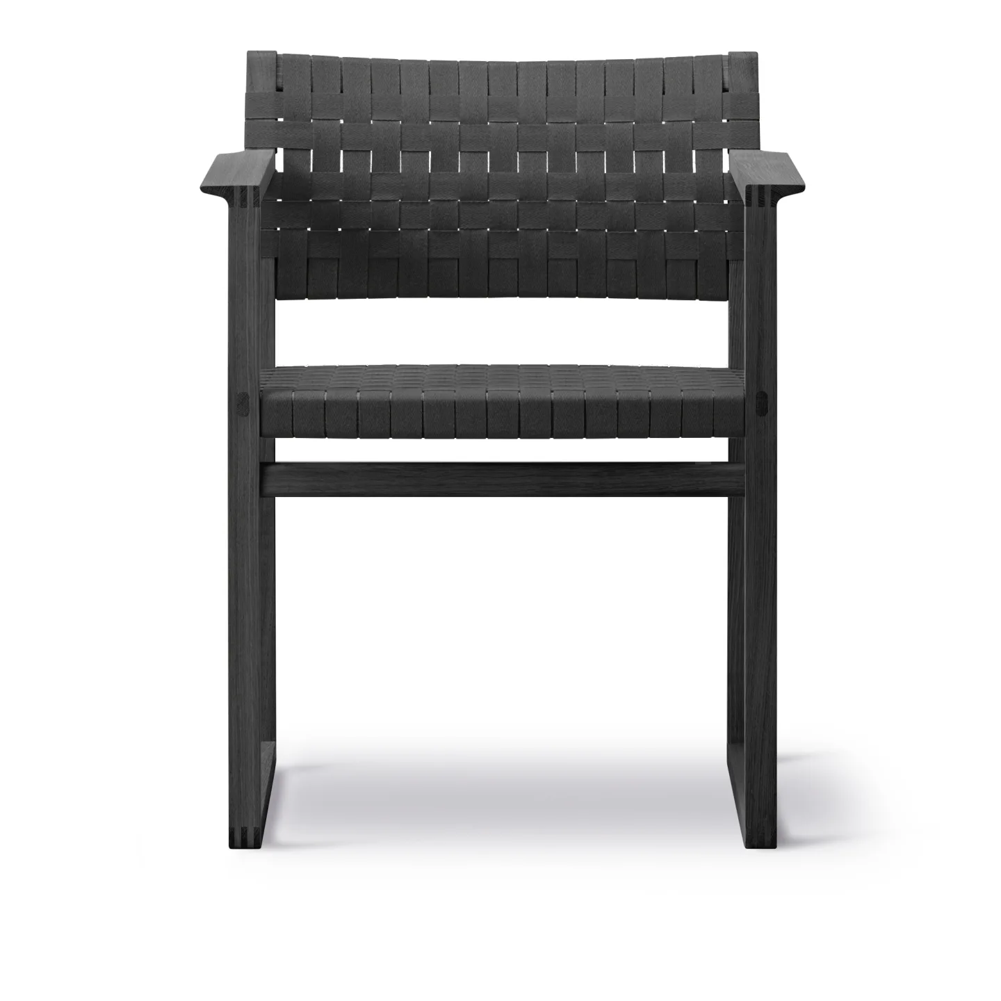 Fredericia Furniture - BM62 Armchair Linen Webbing, Svartlackerad, Sits svart - Matstolar - Børge Mogensen - Svart - Naturmaterial/Trä