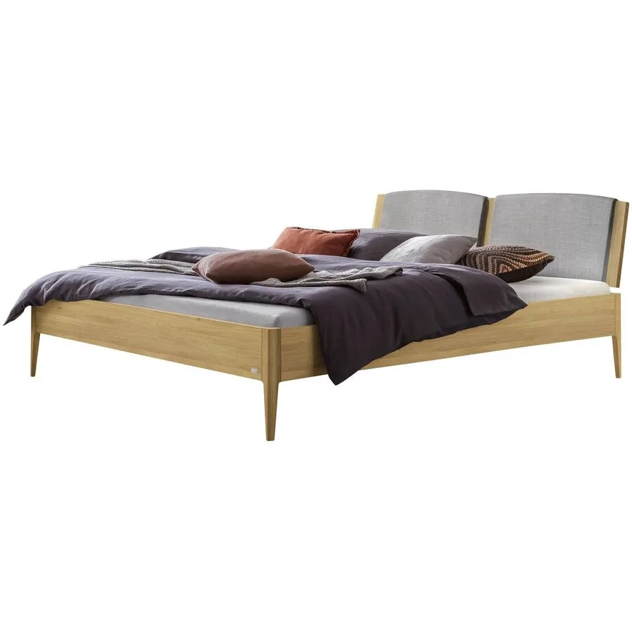 Hasena Bett Castello Grau, Natur Eiche Massivholz 180 x 210 cm