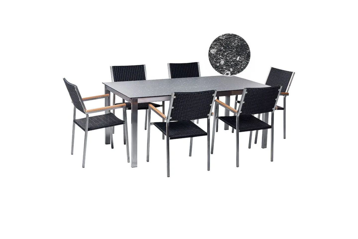 Matsalsset Cosoleto/Grosseto Svart/Silver, 6-Sits - Svart/Silver, 6-Sits