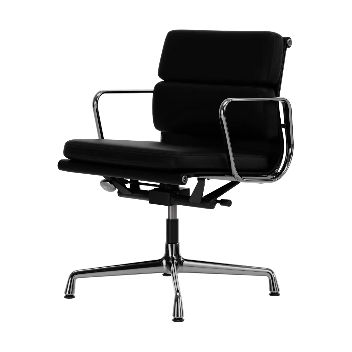 Vitra EA 231 Soft Pad Chair kontorsstol felt glides 66 nero leather L20-chrome