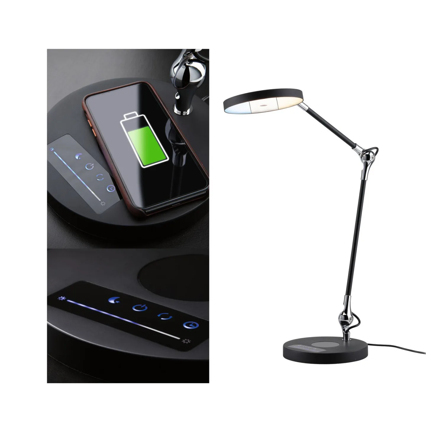 Numis Qi LED-Tischleuchte, w/Qi kabelloses Laden - Paulmann - Arbeitszimmer / Büro - Modern - Metall - Einflammig