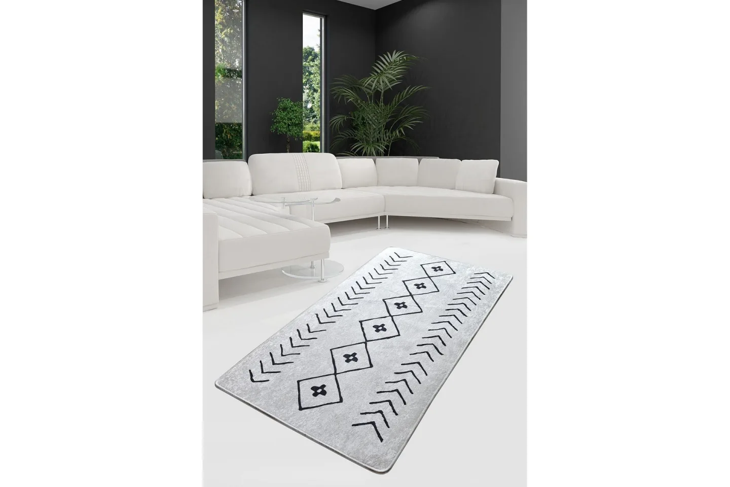 Sehnaz Entrematta 100x300 cm - Beige/Svart/Sammet