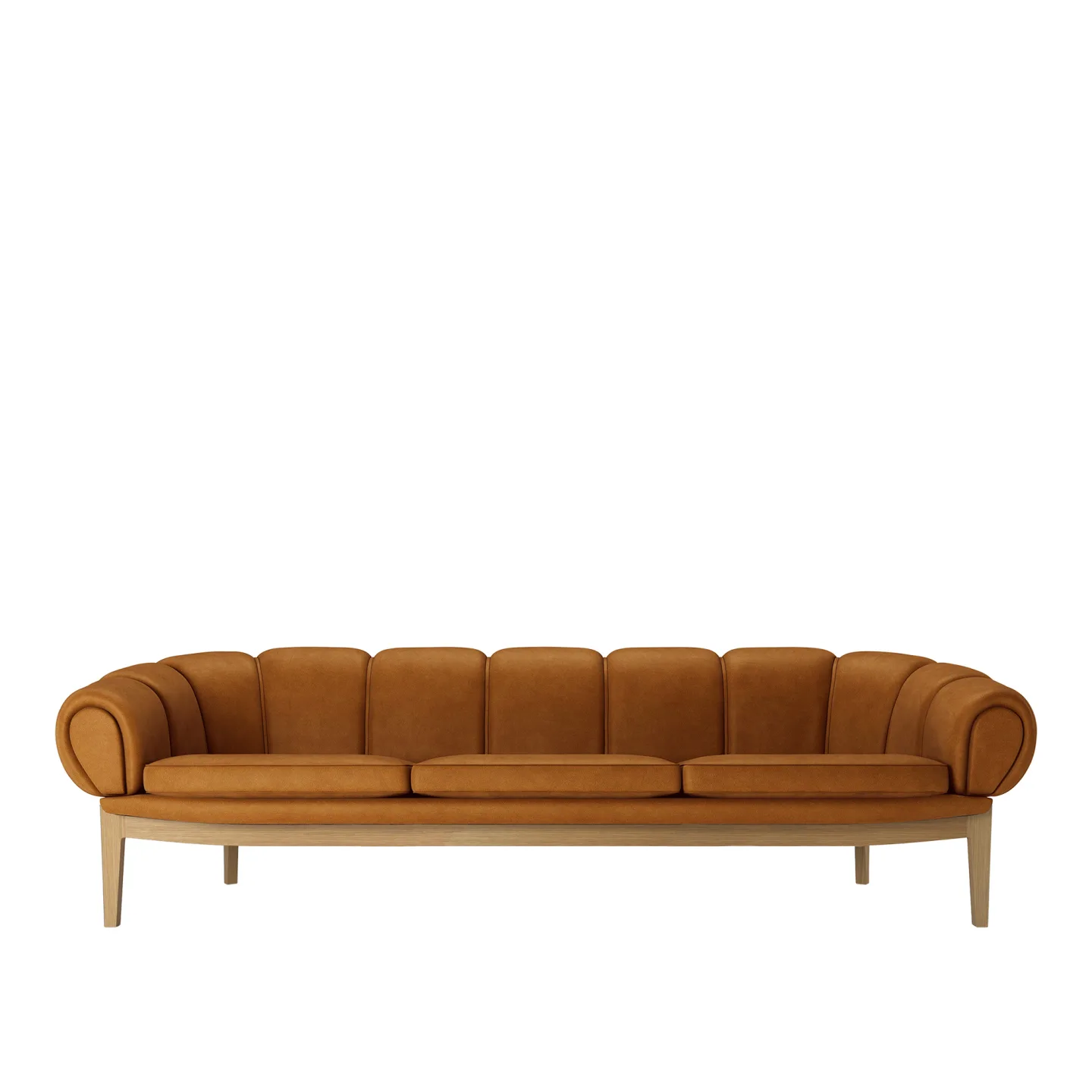 Gubi - Croissant Sofa 3-seater, Solid Oak Oiled, Prisgrupp 7 Läder Gubi Chamois 1708 Cuoio - Soffor - Illum Wikkelsø - Träfärgad
