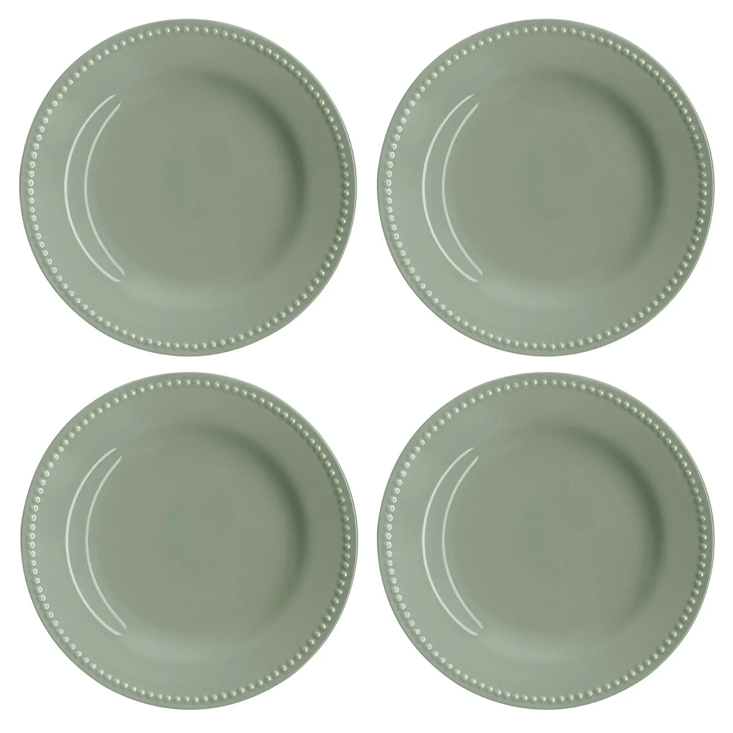 Scandi Living Dots assiett 22 cm 4-pack Grön