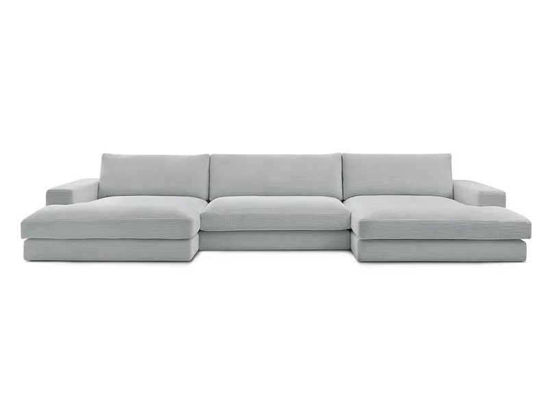 Wohnlandschaft BOBOCHIC LEONARD Cord-Stoff hellgrau
