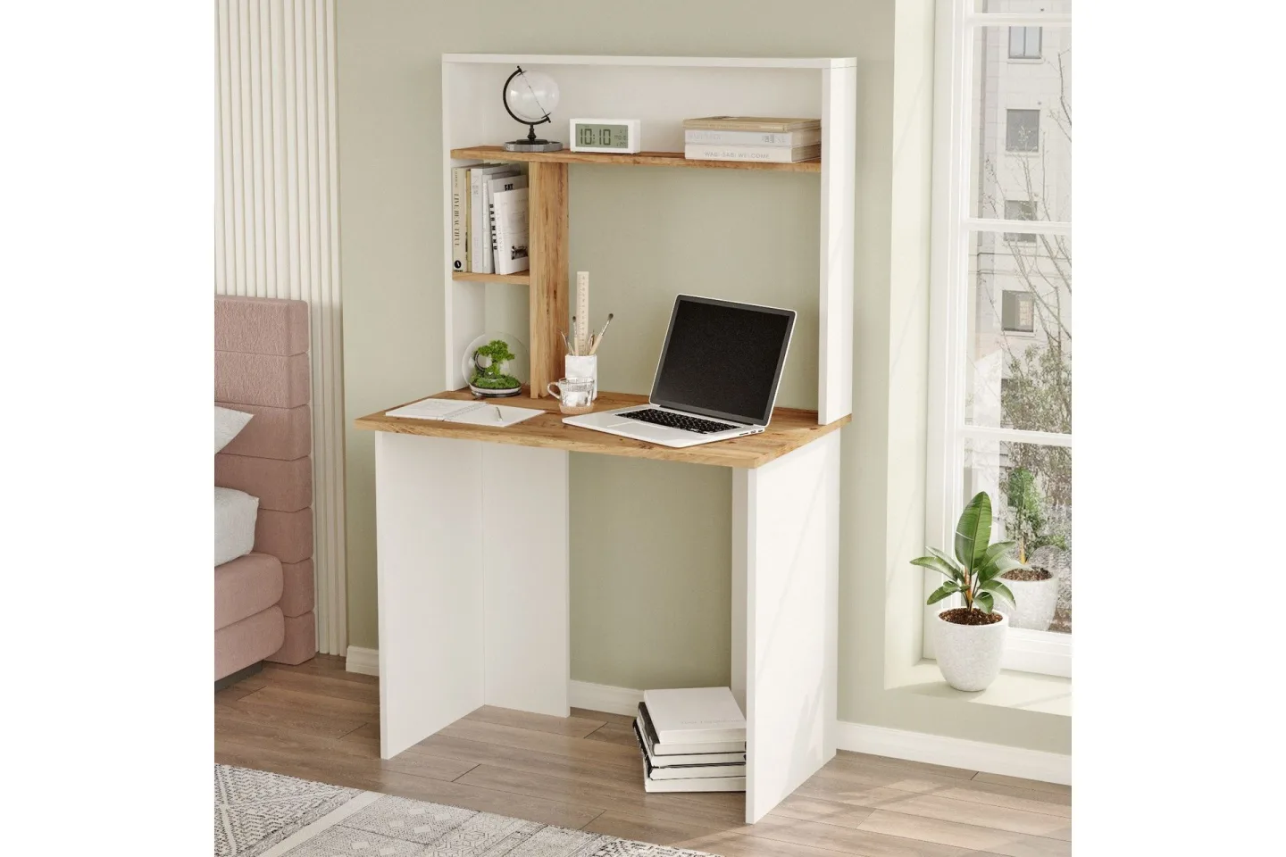 Kaiji Skrivbord 90x51,6 cm Mörkblå/Vit - Hanah Home