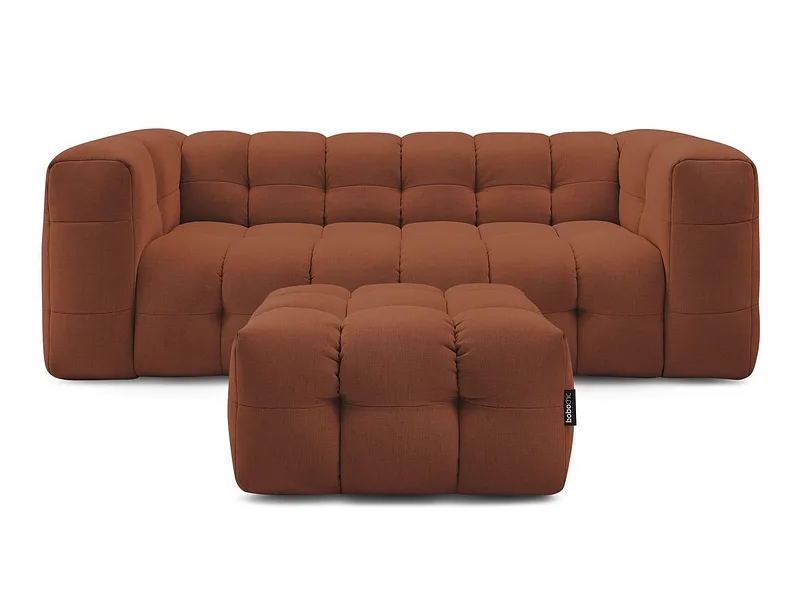 3er Sofa mit Hocker BOBOCHIC CLOUD Stoff orange